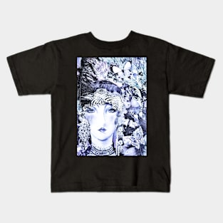 blue sapphire art deco floral flapper collage print Kids T-Shirt